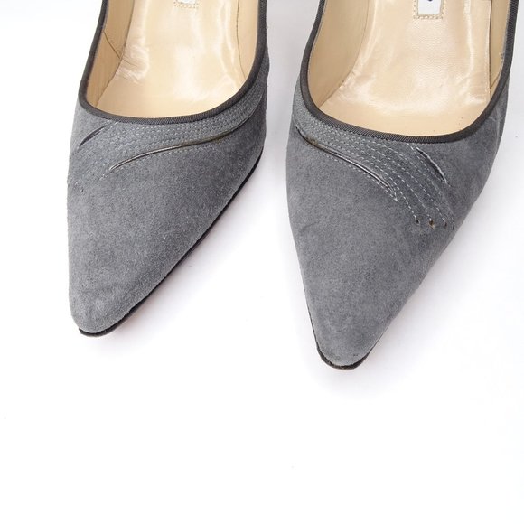 Manolo Blahnik Rela Embroider Suede Mary Jane Pump - Picture 4 of 12